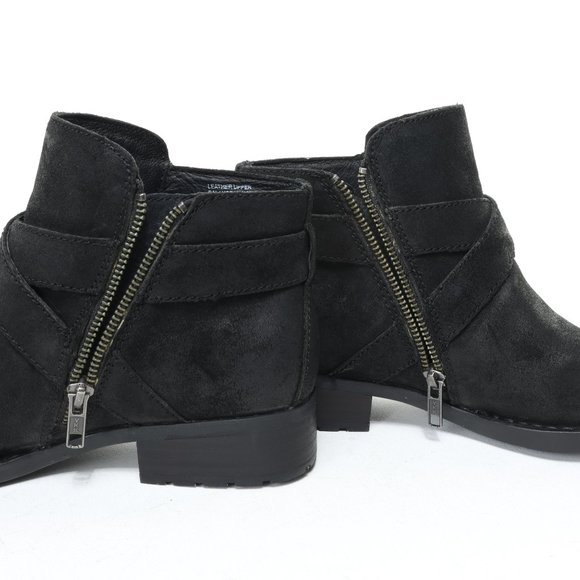 Born Trinculo Buckle Cross-strap Heeled Boots Leather Ankle Bootie Sz W7 Black - Picture 10 of 16